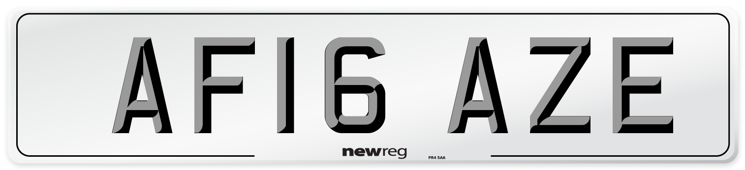 AF16 AZE Number Plate from New Reg